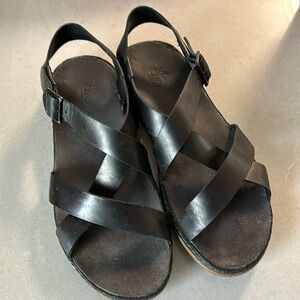 Chaco Wayfarer Sandals Strappy Leather Black Womens Size 9